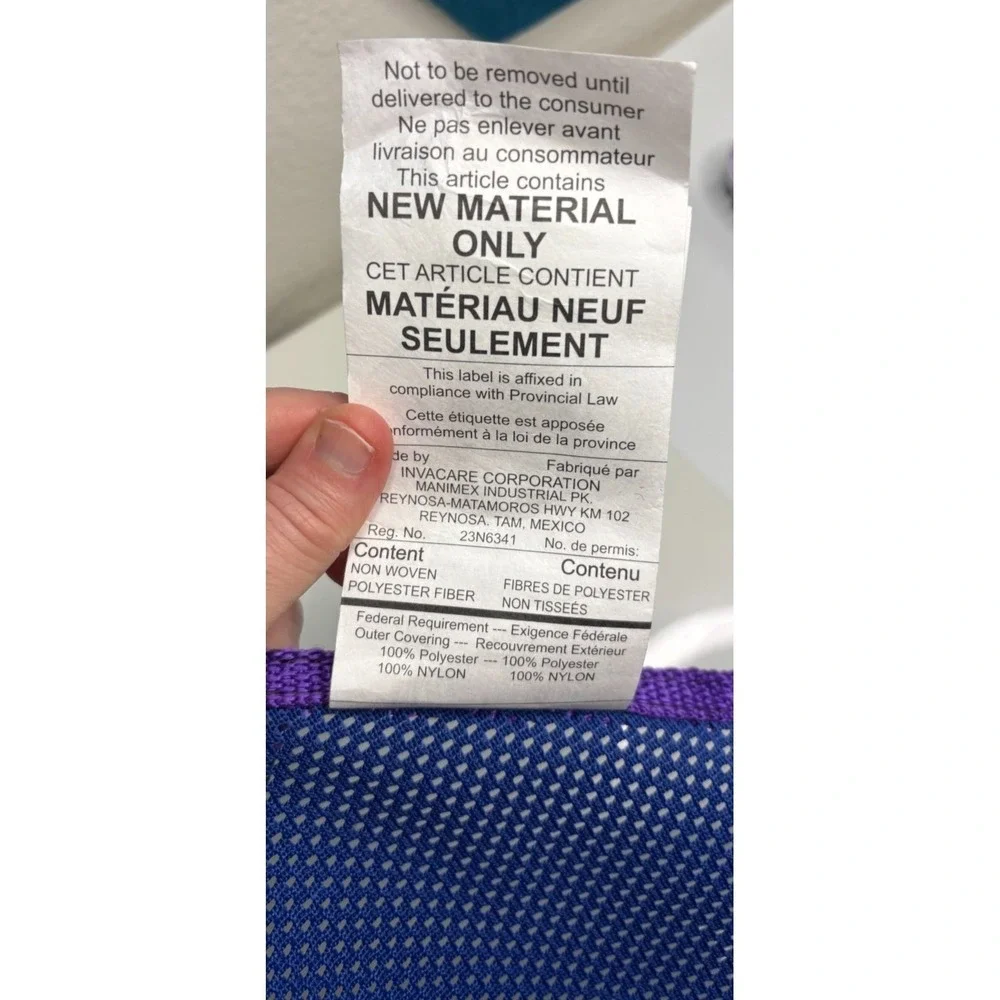 Invacare R114 Full Body Sling Commode Opening Patient Lift Medium Blue Purple